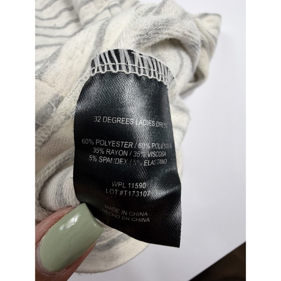 32 Degrees Cool Women's Sleeveless Striped Tank Dress Gray White Stretch Size L - Picture 4 of 8